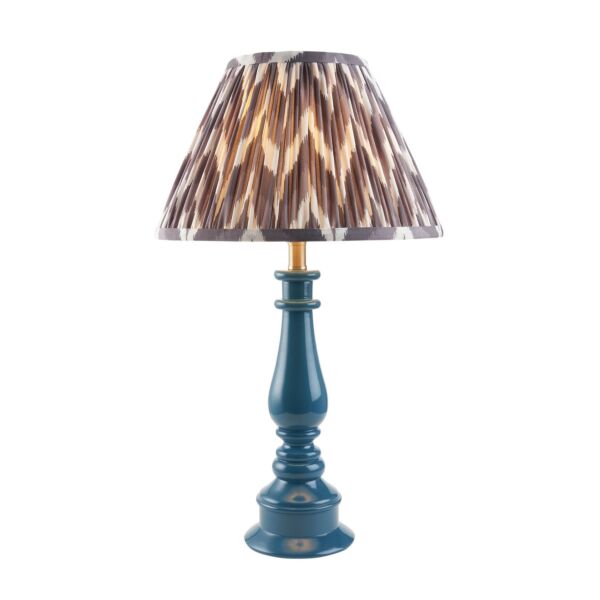 Endon Lighting - Myrtle & Zigzag 30cm - 114931 - Blue Warm Brass Grey Table Lamp With Shade