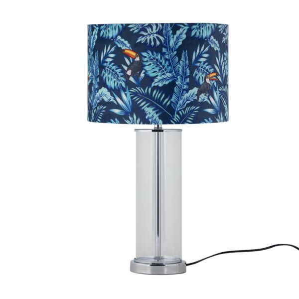 Aura - Chrome Table Lamp with Toucan Velvet Shade