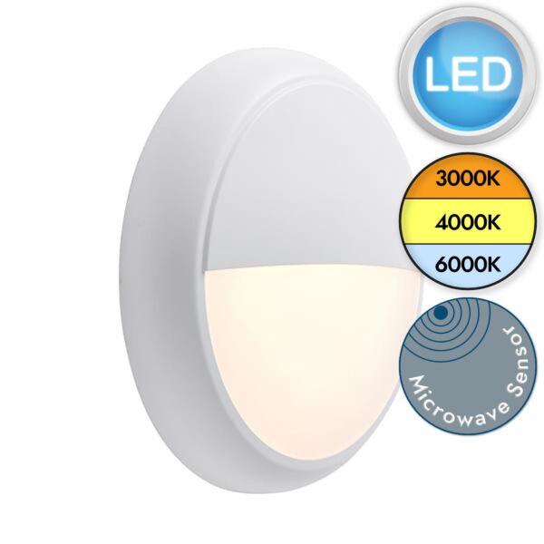 Saxby Lighting - Hero - 95546 & 95541 - LED White Opal IP65 Microwave Eyelid Bezel Outdoor Sensor Bulkhead Light