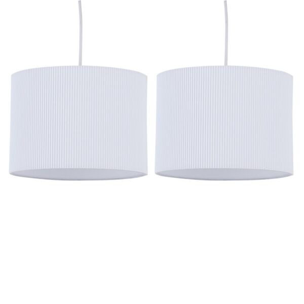 Set of 2 White Pleated 33cm Pendant Lightshades