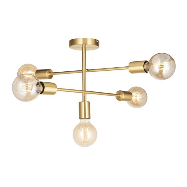 Endon Lighting - Studio - 98786 - Satin Brass 5 Light Flush Ceiling Light