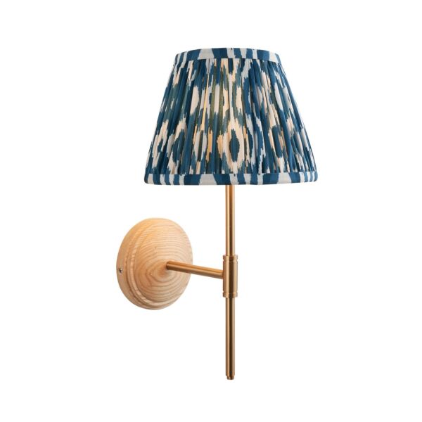 Endon Lighting - Wood T Bar & Ikat 20cm - 116113 - Ash Wood Blue Wall Light