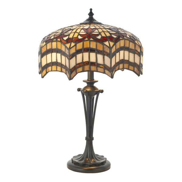 Interiors 1900 - Vesta - 64376 - Dark Bronze Tiffany Glass 2 Light Table Lamp