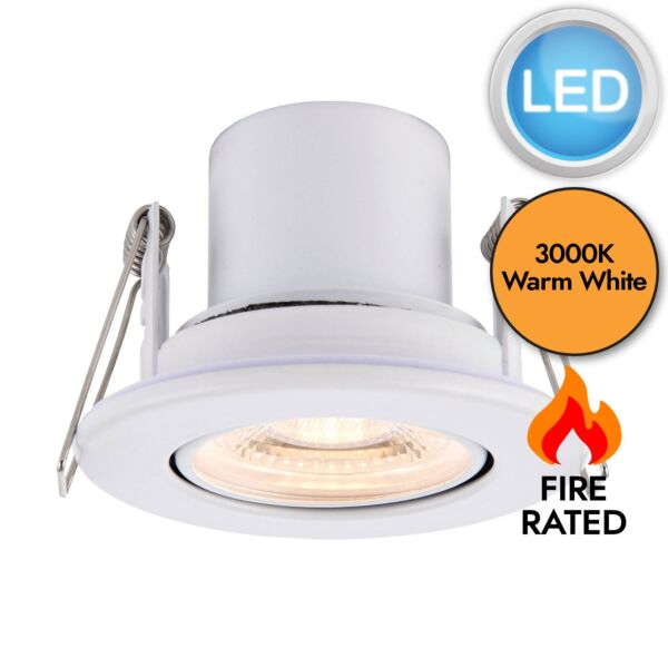 Saxby Lighting - ShieldECO 800 - 78520 - LED White Clear 3000k Tilt Recessed Fire Rated Ceiling Downlight