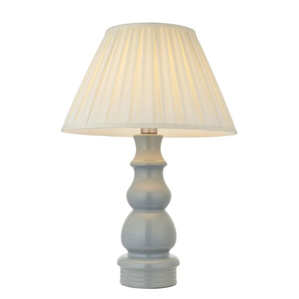 Endon Lighting - Provence - 103380 - Blue Grey Satin Nickel Cream Ceramic Table Lamp With Shade