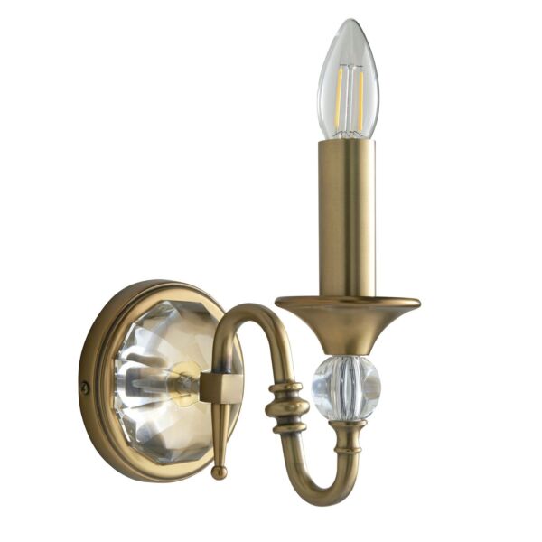 Interiors 1900 - Polina - LX124W1B - Antique Brass Clear Crystal Glass Wall Light