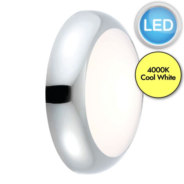 Saxby Lighting - Forca - 77913 & 77892 - LED Chrome Opal IP65 Plain Bezel 12w Outdoor Bulkhead Light