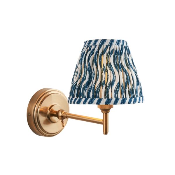 Endon Lighting - Step Fold & Ripple 16cm - 115790 - Aged Brass Blue Wall Light