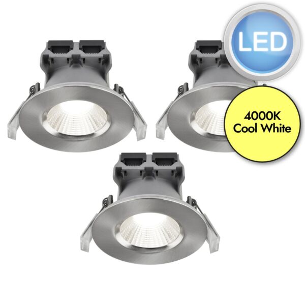 Nordlux - Set of 3 Fremont 3-Kit IP65 4000K - 2310056032 - LED Steel IP65 Bathroom Recessed Ceiling Downlights