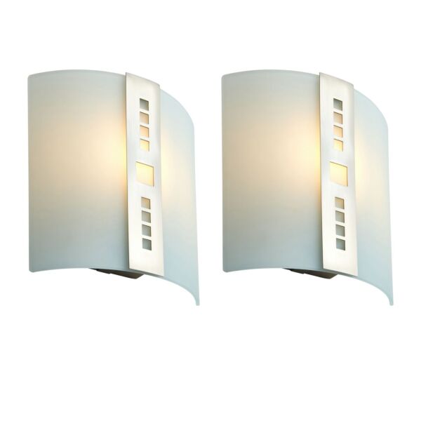 Set of 2 Barton - Frosted Glass Wall Washer Lights