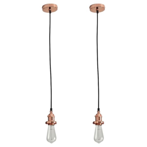 Set of 2 Flex Suspension - Polished Copper Pendant Kits with Black Fabric Cable