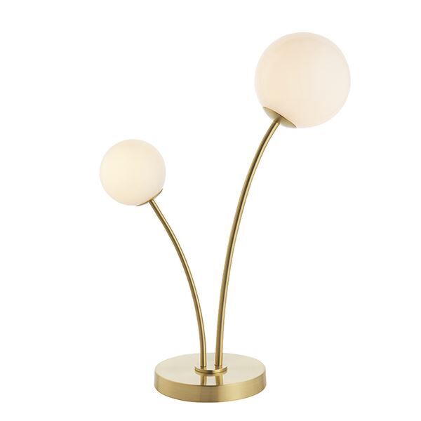 Endon Lighting - Bloom - 92218 - Satin Brass Opal Glass 2 Light Table Lamp