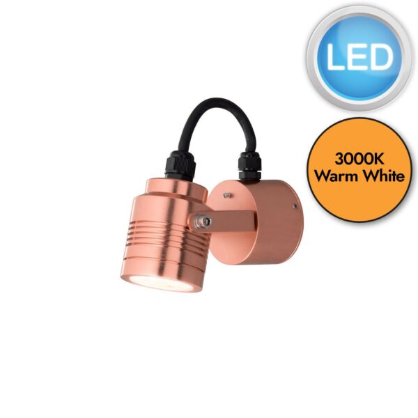 Konstsmide - Monza - 7903-900 - LED Copper 3 Light IP54 Outdoor Wall Spotlight