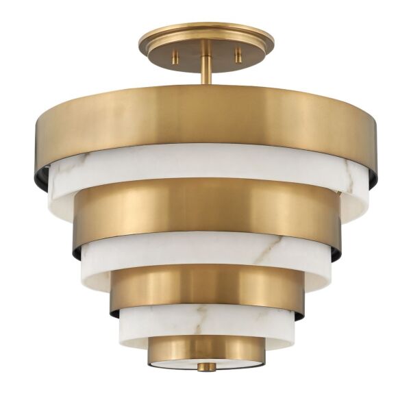 Quintiesse - Echelon - QN-ECHELON-SF - Heritage Brass 3 Light Flush Ceiling Light