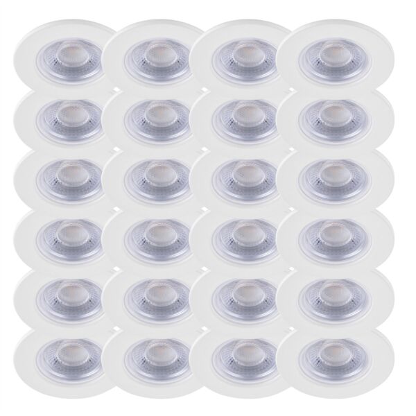 Set of 24 Matt White Fire Rated 6W LED 4000K Recessed Downlights