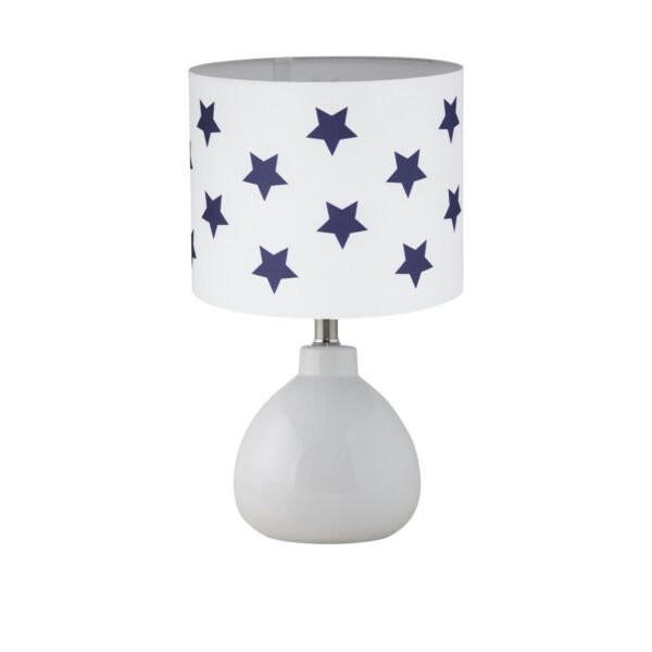 Tuscan - White Ceramic Lamp with White & Blue Stars Shade