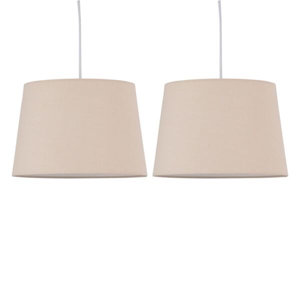 Set of 2 Natural Cotton 28cm Tapered Cylinder Pendant or Lamp Shades