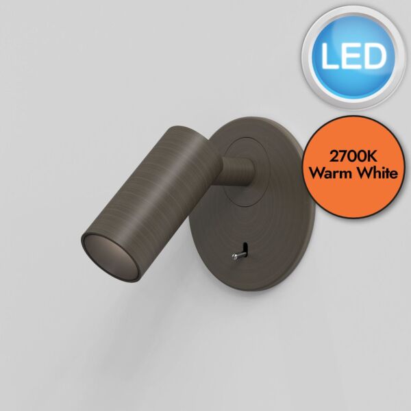 Astro Lighting - Micro - 1407009 - LED Bronze Frosted Reading Wall Light