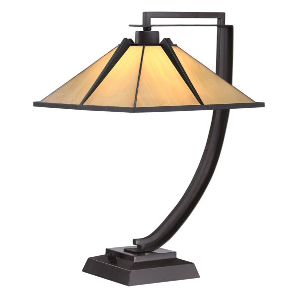 Quoizel Lighting - Pomeroy - QZ-POMEROY-TL - Western Bronze Tiffany Art Glass Table Lamp With Shade