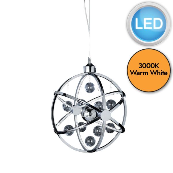 Endon Lighting - Muni - MUNI-CH-S - LED Chrome Glass Ceiling Pendant Light