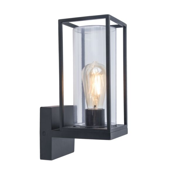 Lutec - Flair - 5288801012 - Black Clear Glass IP44 Outdoor Wall Light