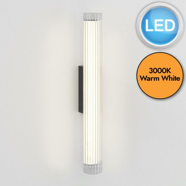 Astro Lighting - io - 1409059 - LED Black Clear Ribbed Glass IP44 Bathroom Strip Wall Light