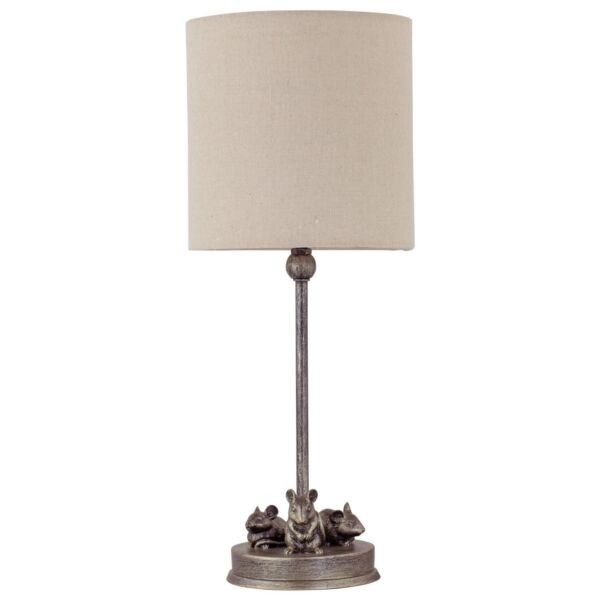 Maurice - Antique Gold Mouse Table Lamp With Oatmeal Linen Shade