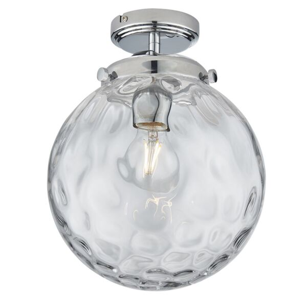 Endon Lighting - Elston - 95994 - Chrome Clear Dimpled Glass IP44 Bathroom Ceiling Flush Light