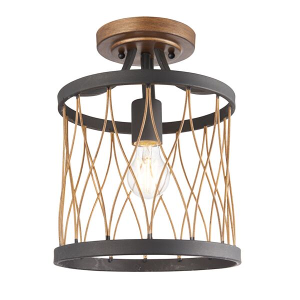 Endon Lighting - Heston - 61497 - Black Antique Bronze Flush Ceiling Light