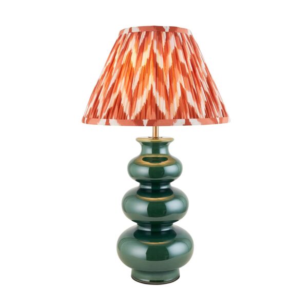 Endon Lighting - Monroe & Zigzag 30cm - 116476 - Green Aged Brass Orange Ceramic Table Lamp With Shade