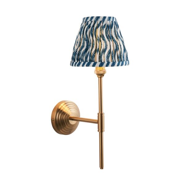 Endon Lighting - Obelisk T Bar & Ripple 16cm - 115688 - Aged Brass Blue Wall Light