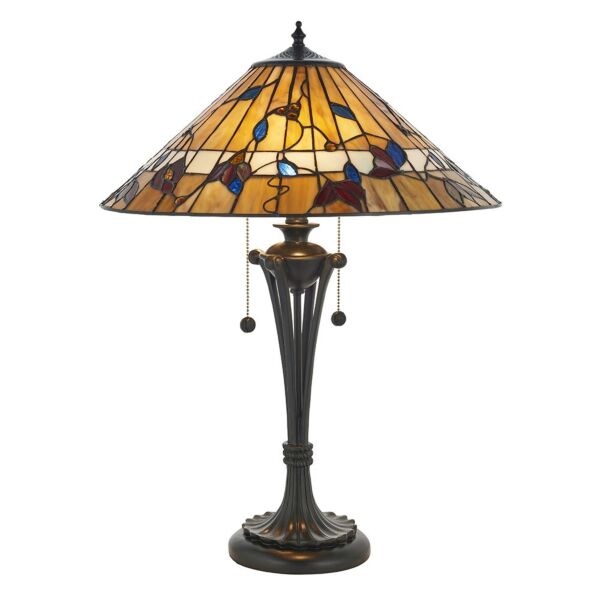 Interiors 1900 - Bernwood - 63951 - Dark Bronze Tiffany Glass 2 Light Table Lamp