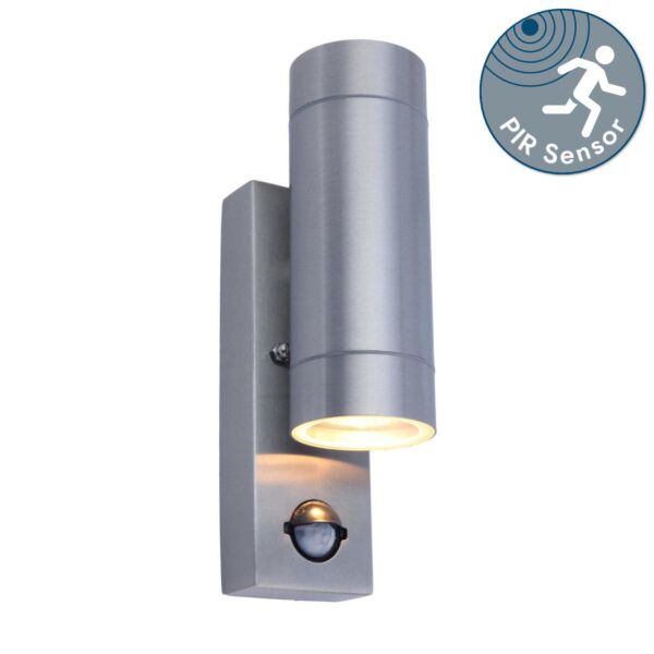 Lutec - Rado - 5510809001 - Stainless Steel Clear Glass 2 Light IP44 Outdoor Sensor Wall Light