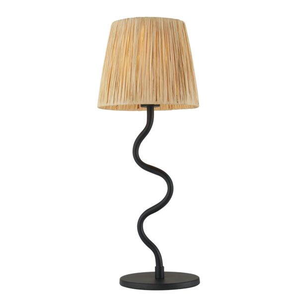 Endon Lighting - Wriggle - 100958 - Black Natural Raffia Table Lamp With Shade