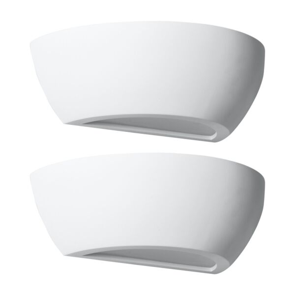 Set of 2 Mazzaro - White E14 Plaster Wall Lights