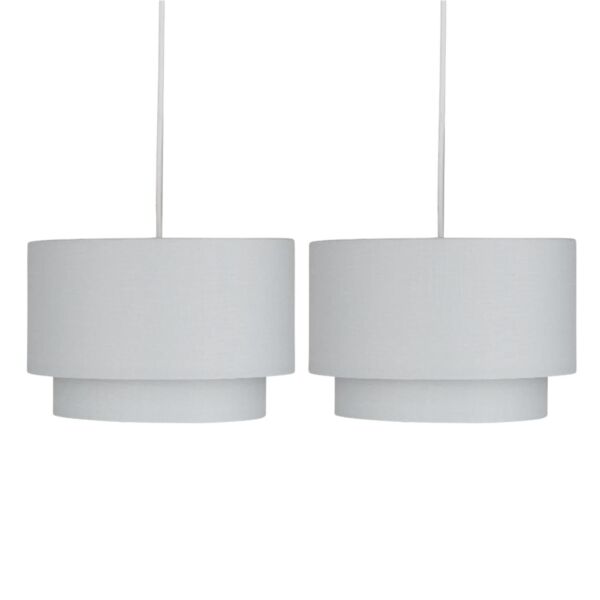 Pair of Light Grey 2 Tier Ceiling Light Shades