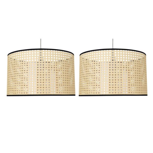 Set of 2 Woven - 40cm Wicker Easy Fit Pendant Shades