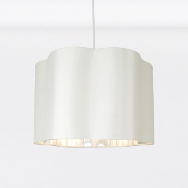 Off White with Chrome Inner Scalloped Pendant Shade