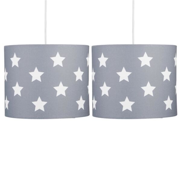 Set of 2 Grey with White Stars 25cm Light Shades