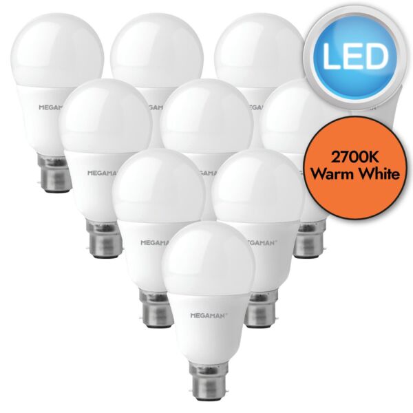 10 x 9.6W LED B22 Light Bulbs - Warm White