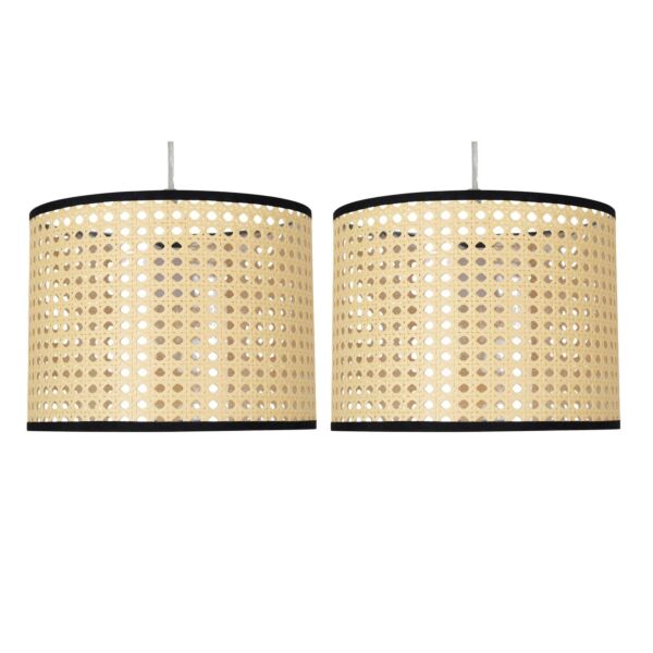 Set of 2 Woven - 25cm Wicker Easy Fit Pendant Shades