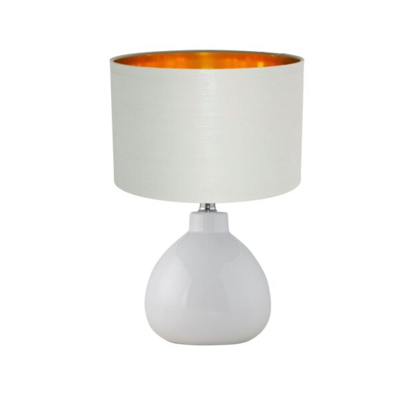 Tuscan - White Ceramic Lamp with Grey & Gold Shade