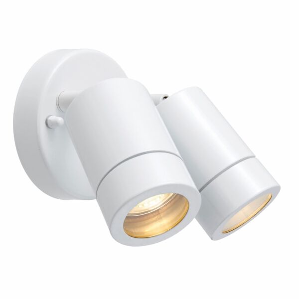 Saxby Lighting - Palin - 75444 - White Clear Glass 2 Light IP44 Outdoor Wall Spotlight