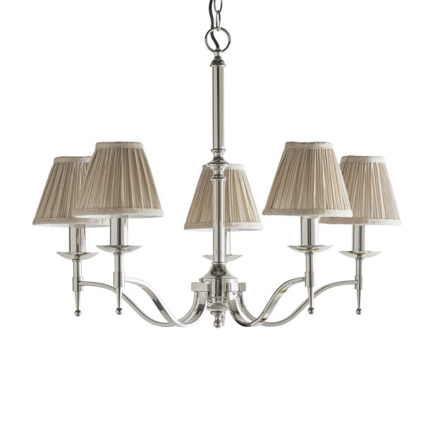 Interiors 1900 - Stanford - 63631 - Nickel Beige 5 Light Chandelier