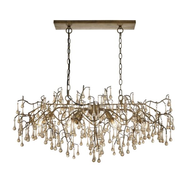 Coleman - Aged Gold Clear Champagne Glass 6 Light Bar Ceiling Pendant Light