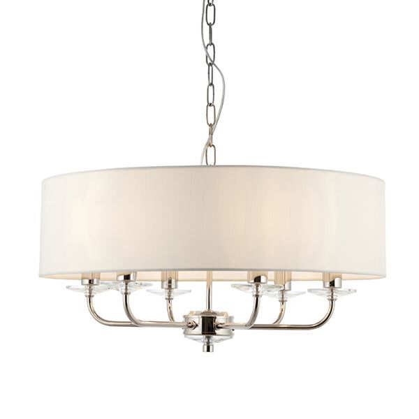 Endon Lighting - Nixon - 60179 - Nickel Vintage White 6 Light Ceiling Pendant Light