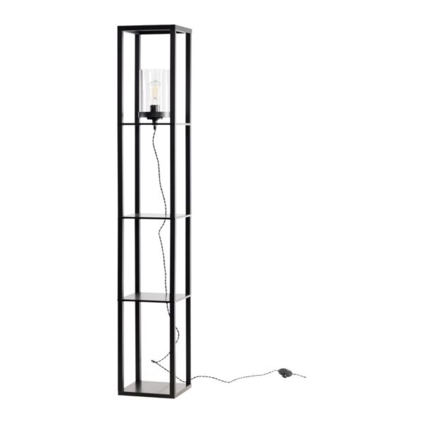 Giles - Shelved Unit Floor Lamp with Glass Shade
