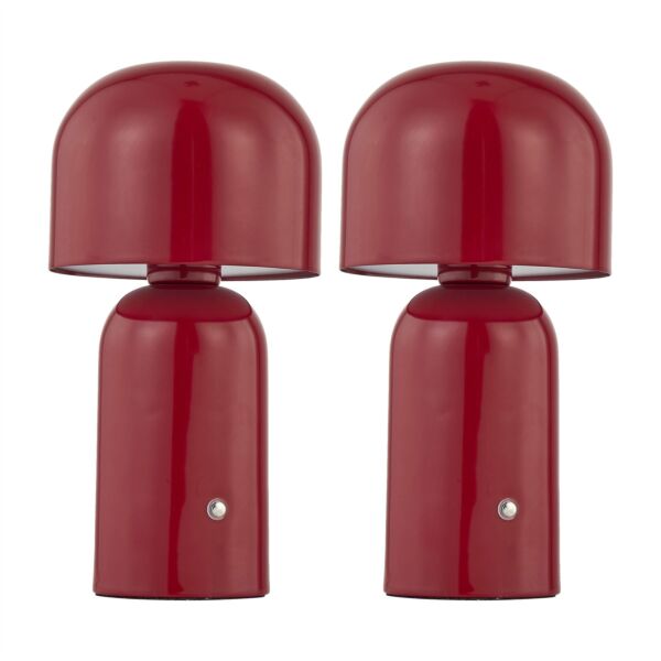 Christina - Red LED Rechargeable Touch Table Lamps Twin Pack