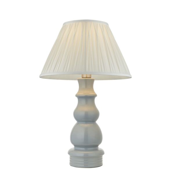 Endon Lighting - Provence - 103378 - Blue Grey Satin Nickel Ivory Ceramic Table Lamp With Shade