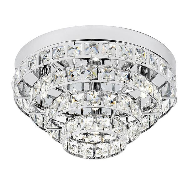 Endon Lighting - Motown - MOTOWN-4CH - Chrome Clear Crystal Glass 4 Light Flush Ceiling Light